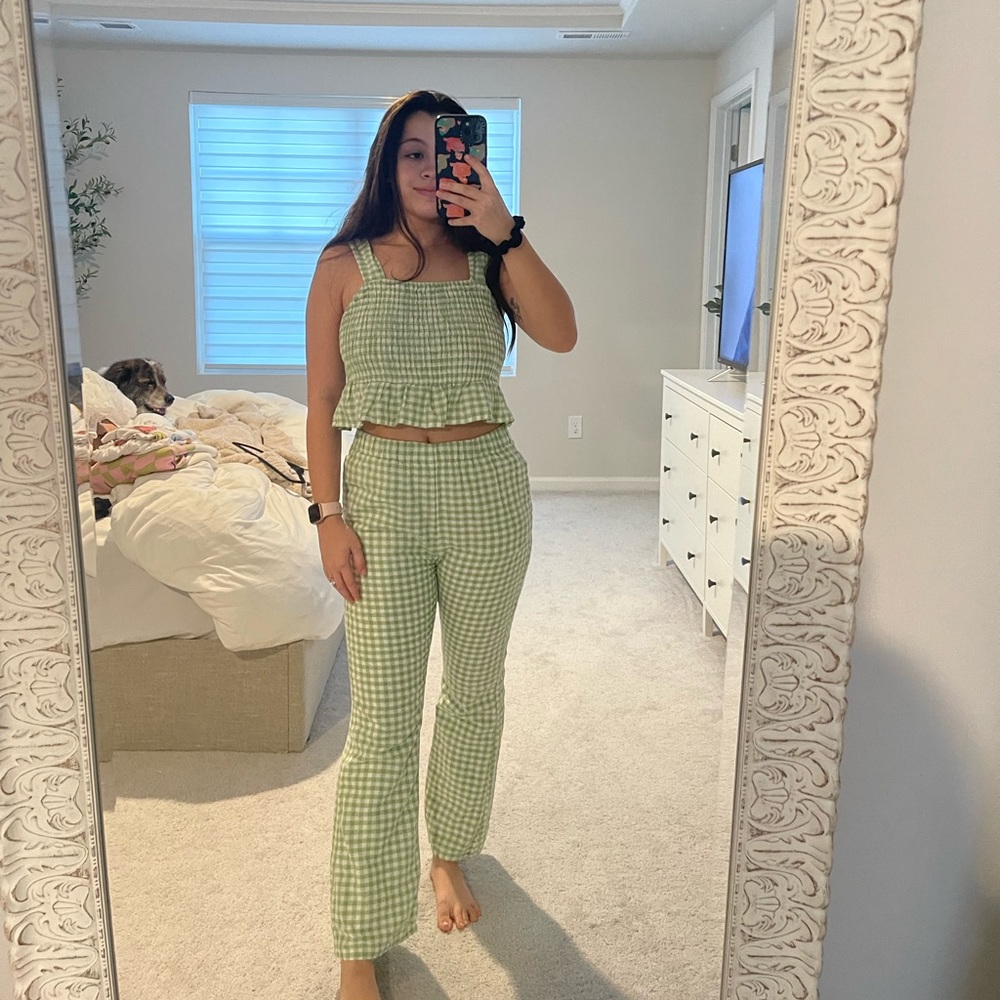 American Eagle gingham green matching set